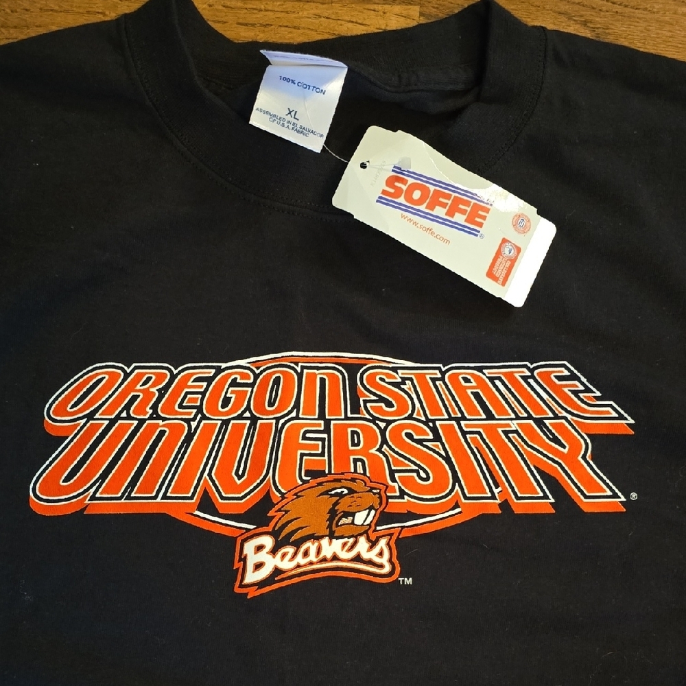 Soffe Black and Orange Short Sleeve Tee with Graphic Design
